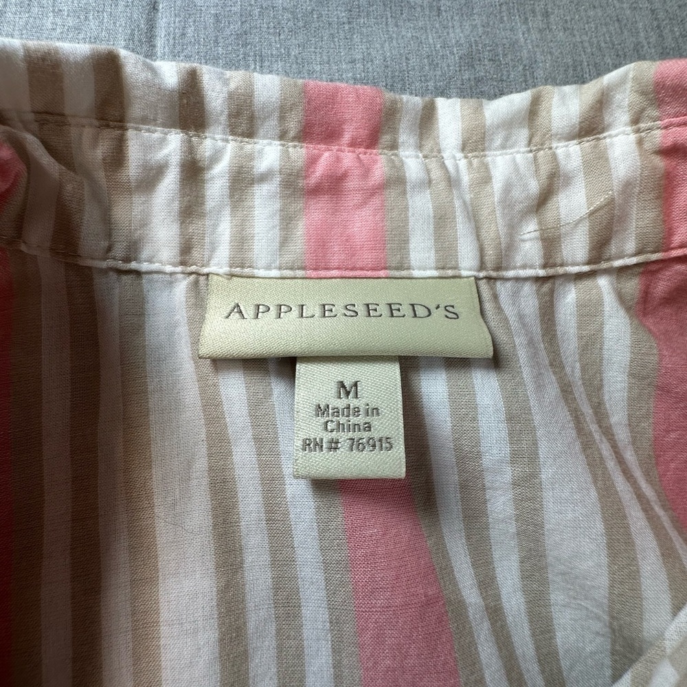 Appleseed's PK of 2 Pink Cream Striped/Floral Vine Patterned Button up Shirts - Picture 3 of 13